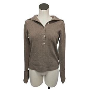 J.Crew‎ Tan Half-Zip Oversized Lambs Wool Blend Pullover Sweater Size Small